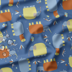 Printed Waterproof Fabric NUMI Blue / Brown